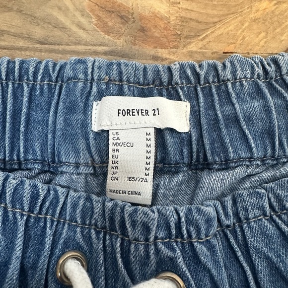 Forever 21 Womens Drawstring Blue Jean Pants Medium - Picture 3 of 8